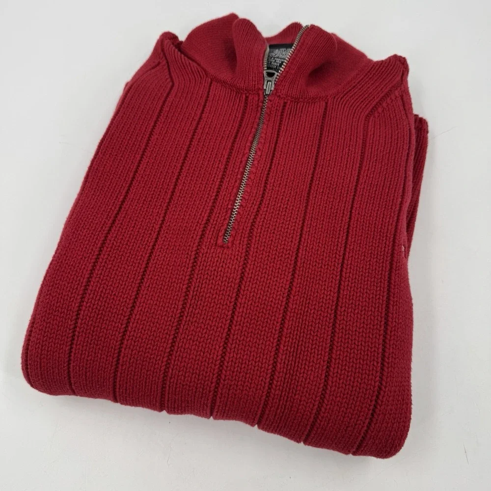 Vintage Polo Ralph Lauren Sweater Mens XXL Red 1/4 Zip Knit American Flag